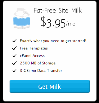 The recovered Fat-Free hosting plan card at $3.95 per month