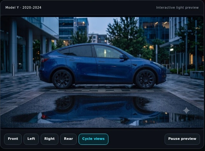 Live homepage vehicle-preview panel.